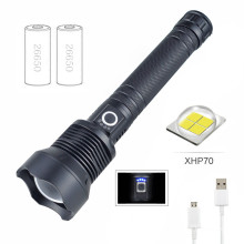 4000 Lumen 7.4v Super bright Light Torche High Power Zoom Style Powerful Torches USB Rechargeable Tactical LED XHP70 Flashlight